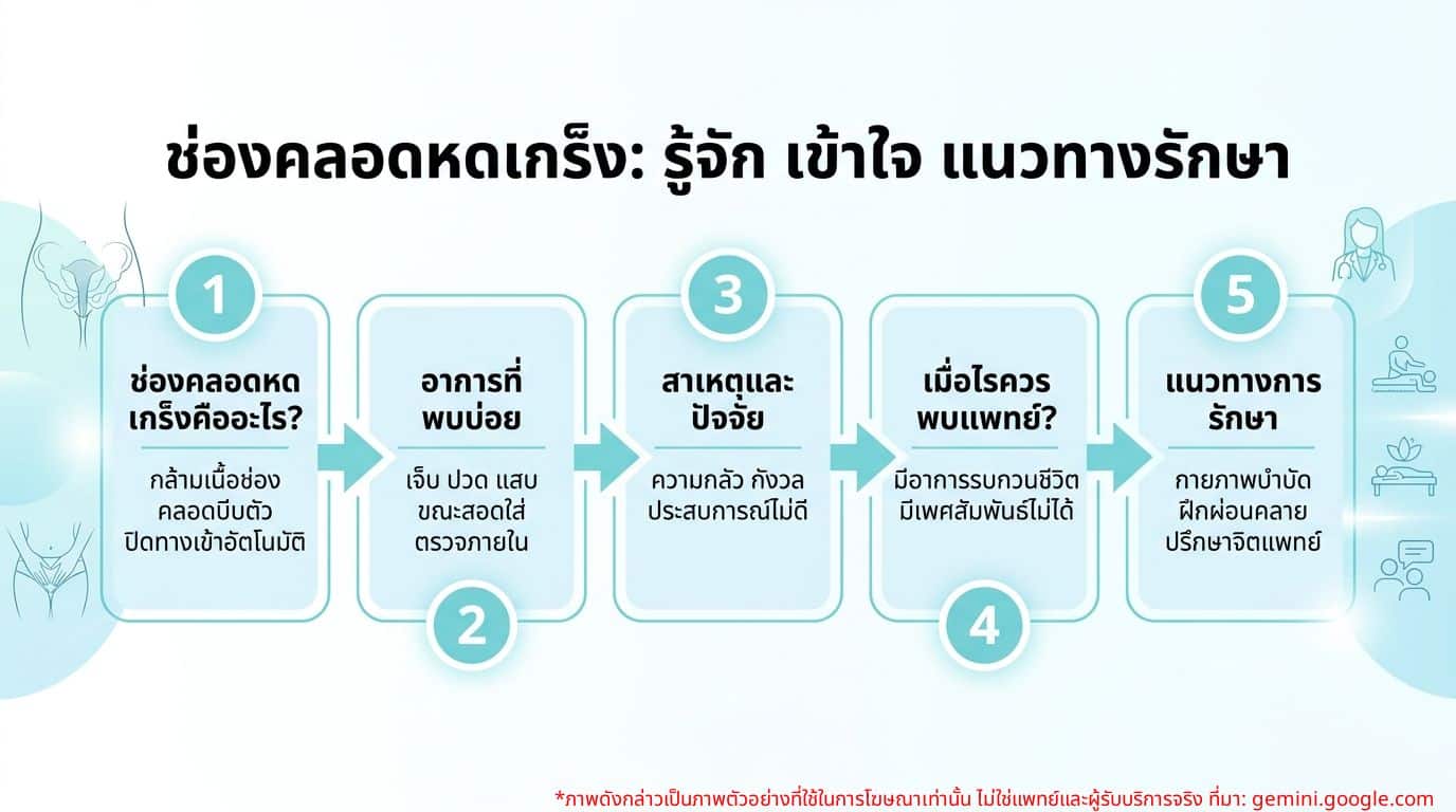อินโฟกราฟิกเกี่ยวกับอาการและแนวทางการรักษาภาวะช่องคลอดหดเกร็ง