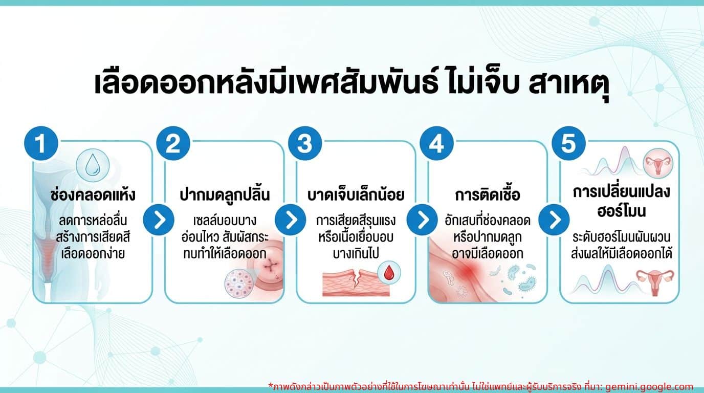 สาเหตุเลือดออกหลังมีเซ็กส์แต่ไม่เจ็บ infographic