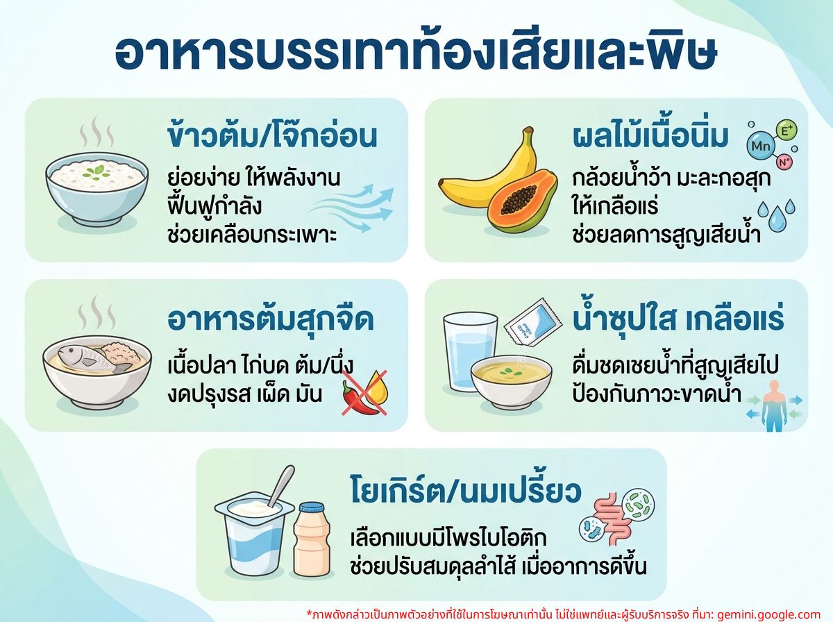 คนกำลังเลือกรับประทานอาหารเพื่อฟื้นฟูลำไส้หลังท้องเสีย