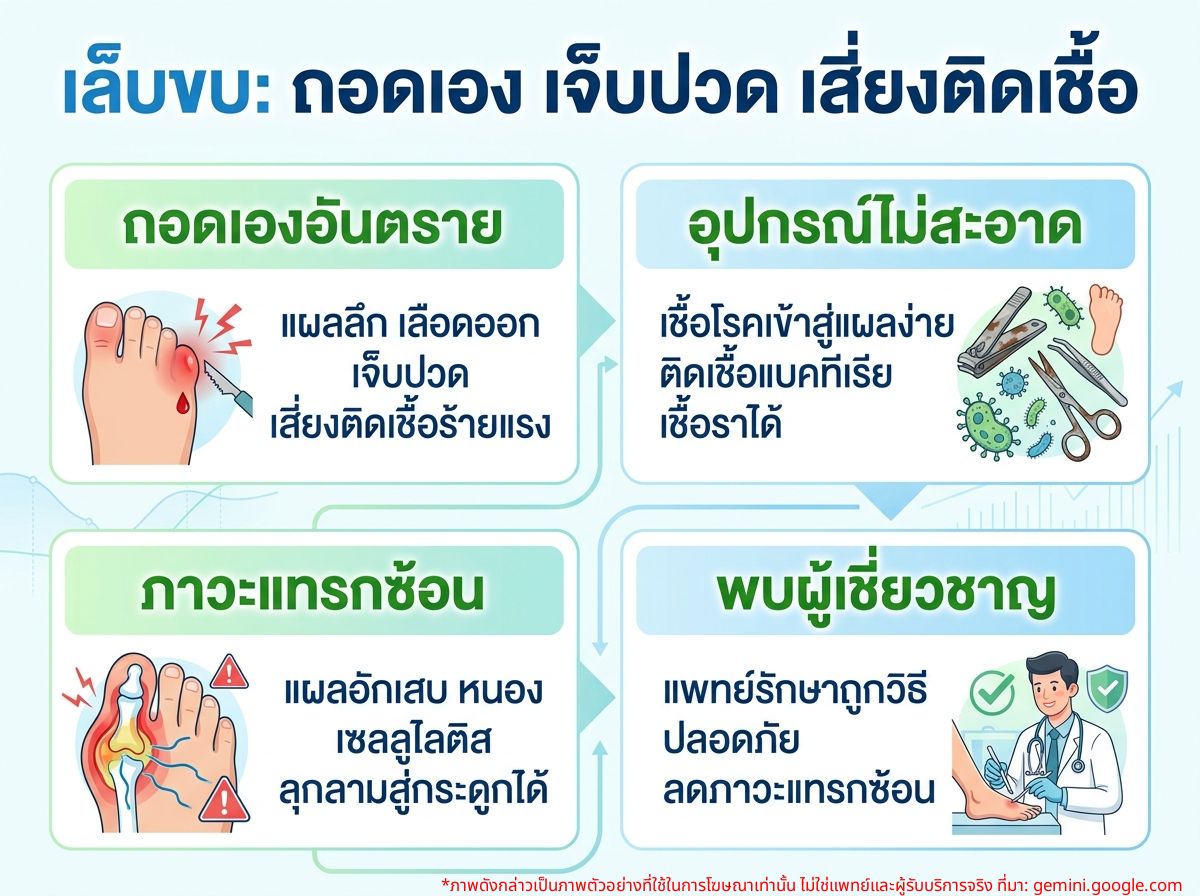 การถอดเล็บขบที่เจ็บปวดและไม่ถูกสุขลักษณะ
