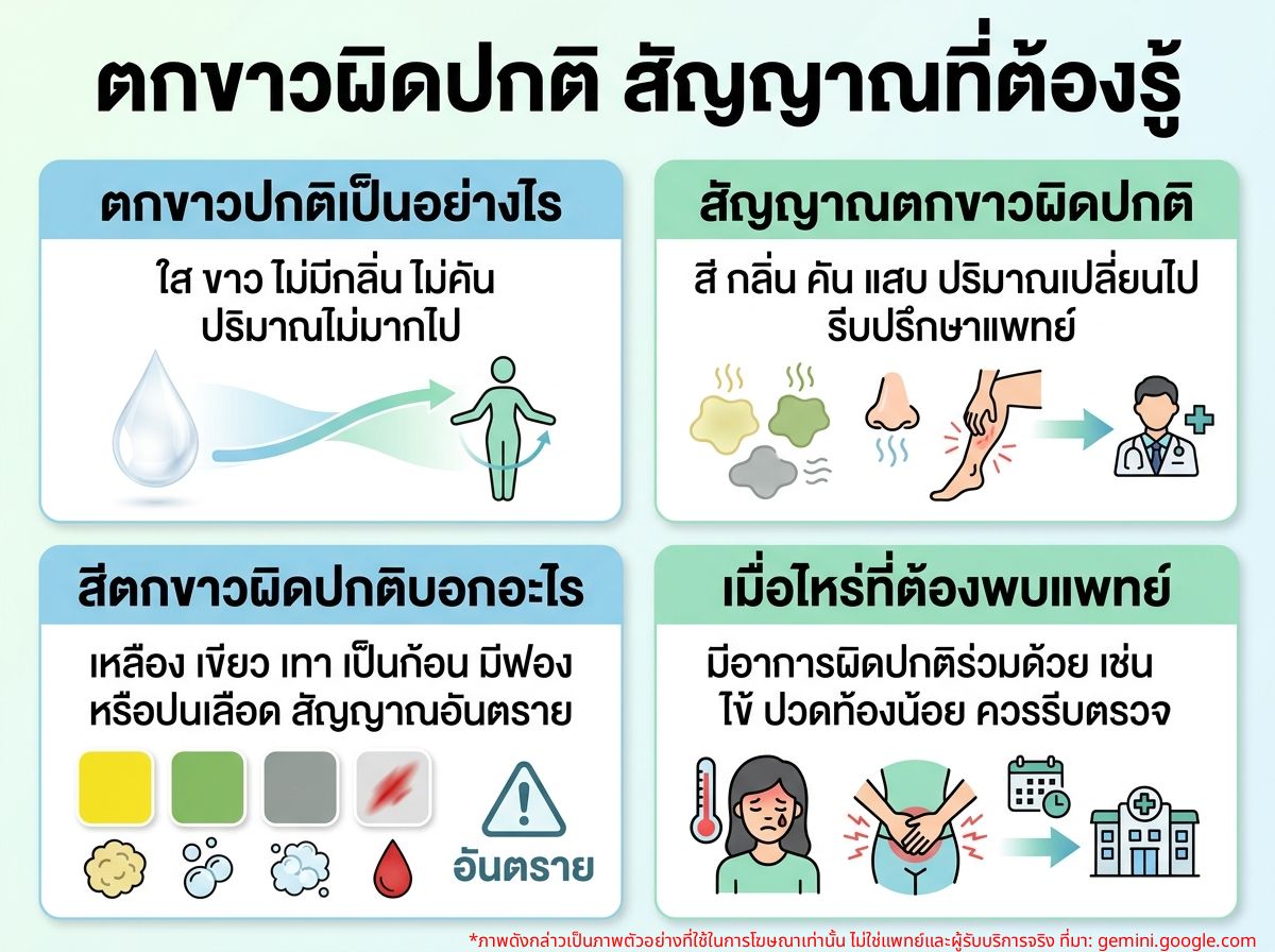 ผู้หญิงกำลังตรวจตกขาวผิดปกติ