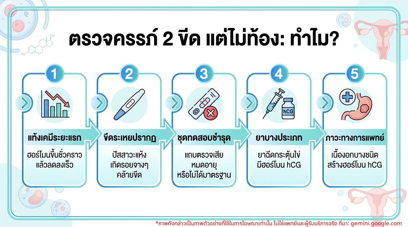 แผนภาพสาเหตุที่ตรวจครรภ์ขึ้น 2 ขีดแต่ไม่ท้อง