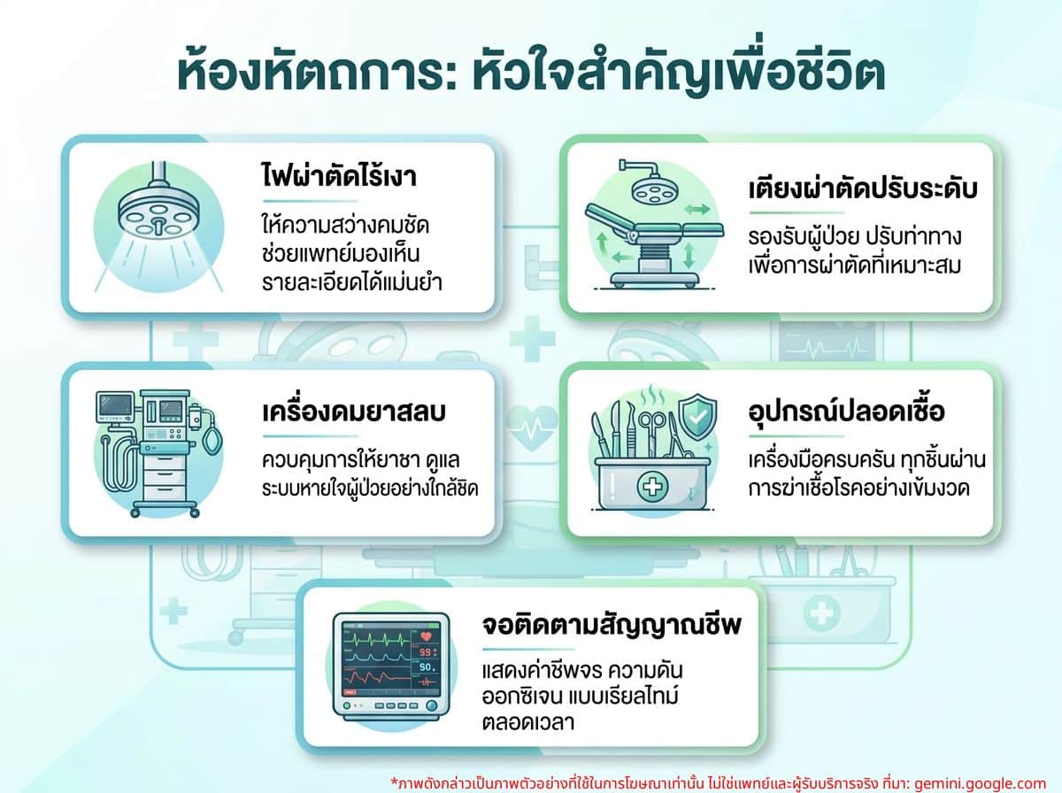 ภายในห้องหัตถการพร้อมอุปกรณ์ทางการแพทย์