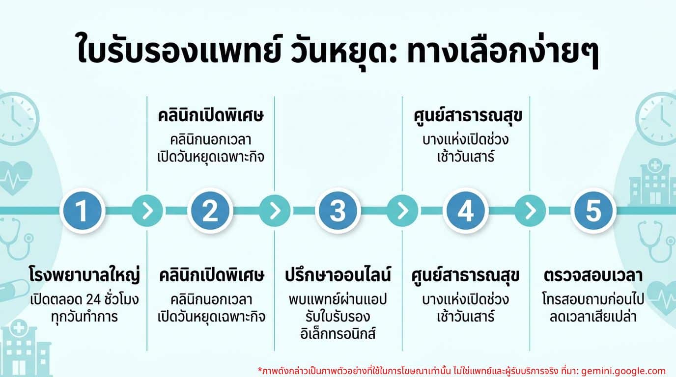 ทางเลือกในการขอใบรับรองแพทย์ในวันเสาร์-อาทิตย์และวันหยุด