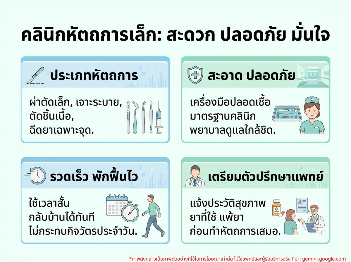 แพทย์กำลังทำหัตถการเล็กน้อยในห้องหัตถการของคลินิก
