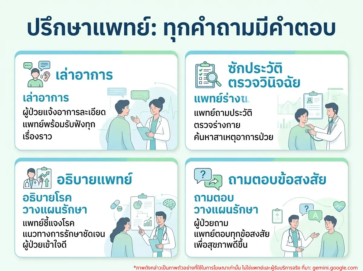 แพทย์กำลังให้คำปรึกษาผู้ป่วยในคลินิก